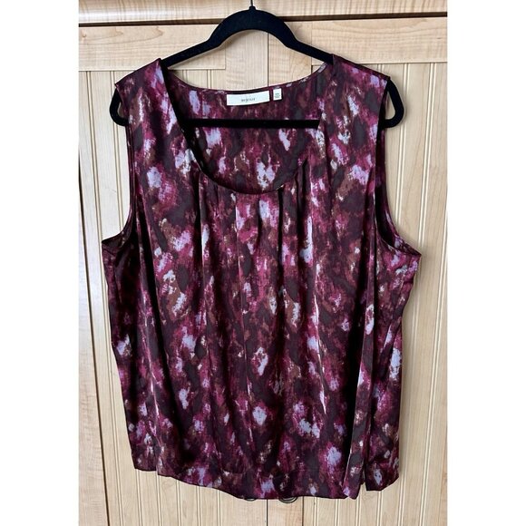 NWOT Sejour Maroon Purple Print Plus Sized 18W Sleeveless Tank Blouse Shell - Picture 4 of 4